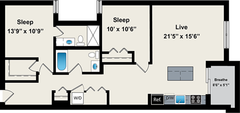 Two Bedroom Floor Plan